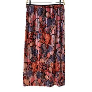 Anthropologie Maeve Tilda Pleated Velvet Midi Skirt S Purple Floral Whimsigoth
